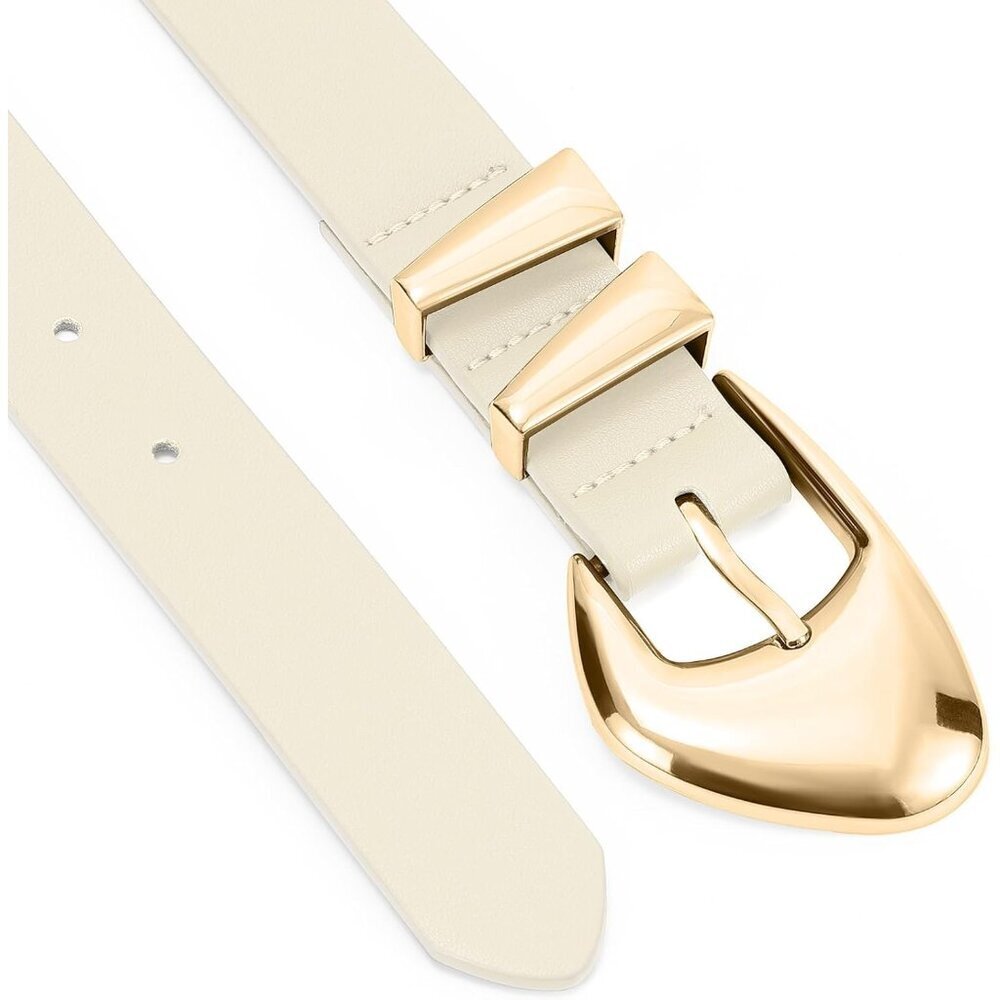 Women's Faux Leather Belt with Gold Buckle for Jeans Dresses Waist 25-51 - Picture 4 of 6